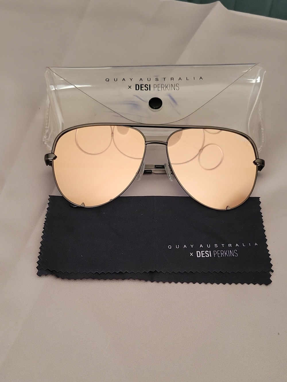 Quay Australia Aviator Sunglasses with Rose-Tinted Lenses